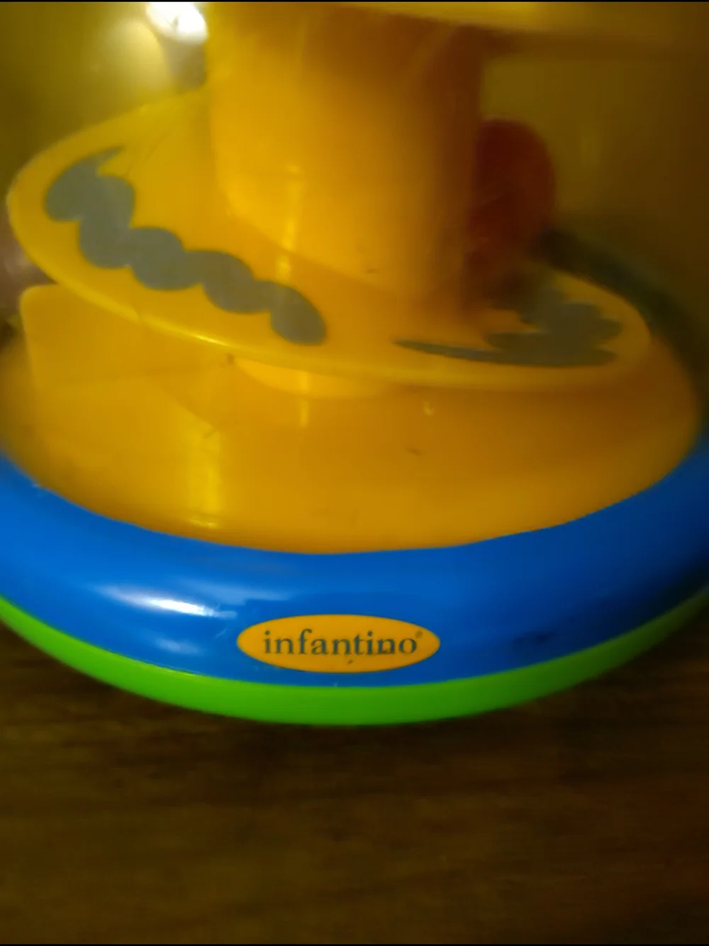 Infantino Colorful Spinning Ball Pop Toy - Green, Blue, Yellow, Orange - Vintage